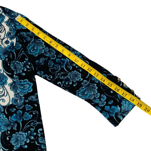 CHICO'S Cardigan Size 1 (US Sz M) Lightweight Floral Print Knit Boho Open Front - Picture 5 of 9